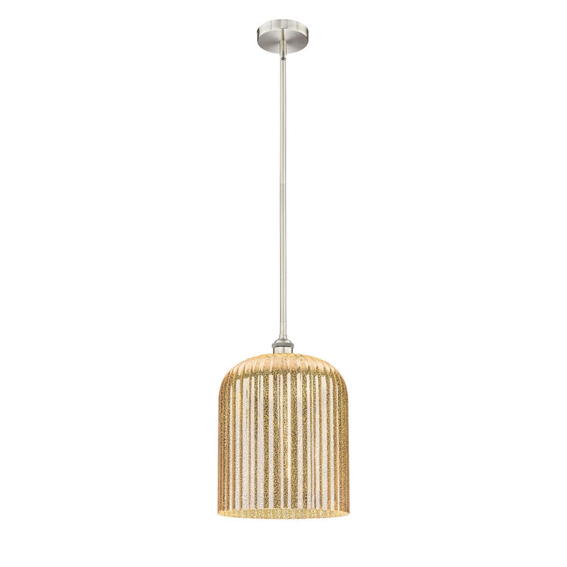 Innovations Bridal Veil 5in 1-Light Mini Pendant | Art Nouveau Brushed Satin Nickel and Mercury Ribbed Glass | Kitchen Island | Model 616-1S-SN-G559-12ME