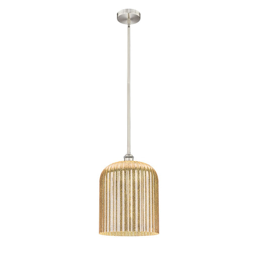 Innovations Bridal Veil 5in 1-Light Mini Pendant | Art Nouveau Brushed Satin Nickel and Mercury Ribbed Glass | Kitchen Island | Model 616-1S-SN-G559-12ME