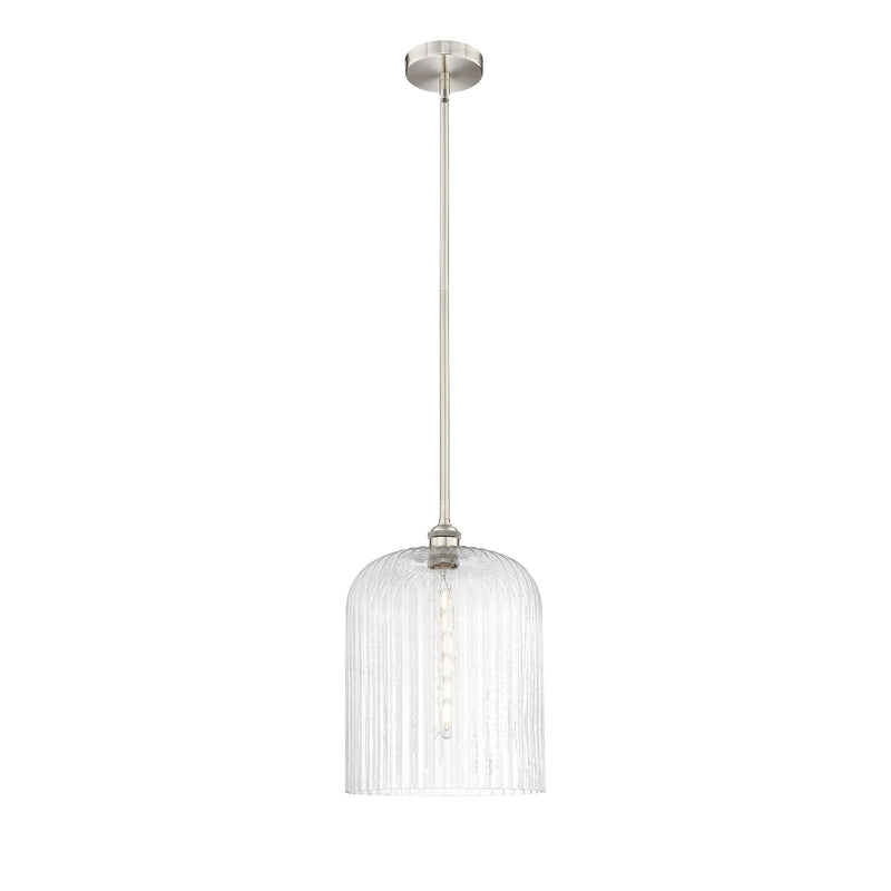 Innovations Bridal Veil 5in 1-Light Mini Pendant | Art Nouveau Brushed Satin Nickel Steel and Seedy Ribbed Glass | Kitchen | Model 616-1S-SN-G559-12SDY
