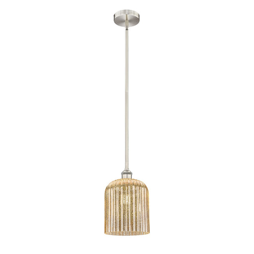 Innovations Bridal Veil 5in 1-Light Mini Pendant | Art Nouveau Brushed Satin Nickel and Mercury Ribbed Glass | Kitchen Island & | Model 616-1S-SN-G559-8ME