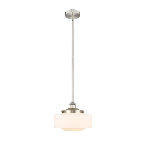 Innovations Bridgeton 12in 1-Light Mini Pendant | Traditional Brushed Satin Nickel and Matte White Frosted Glass | Kitchen | Model 616-1S-SN-G691-12