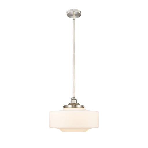 Innovations Bridgeton 12in 1-Light Mini Pendant | Traditional Brushed Satin Nickel and Matte White Frosted Glass | Kitchen | Model 616-1S-SN-G691-16