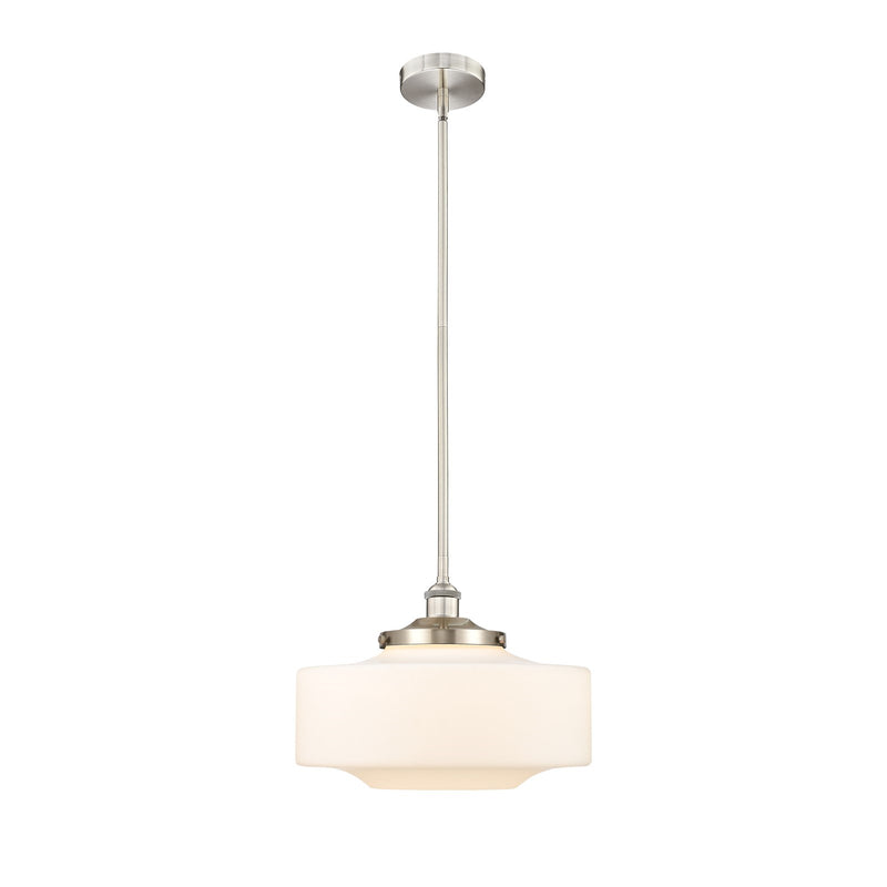 Innovations Bridgeton 12in 1-Light Mini Pendant | Traditional Brushed Satin Nickel and Matte White Frosted Glass | Kitchen | Model 616-1S-SN-G691-16
