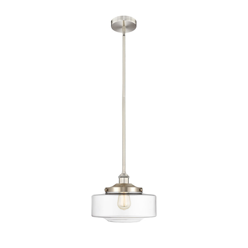 Innovations Bridgeton 12in 1-Light Mini Pendant | Traditional Brushed Satin Nickel and Clear Glass | Kitchen Island & Dining | Model 616-1S-SN-G692-12