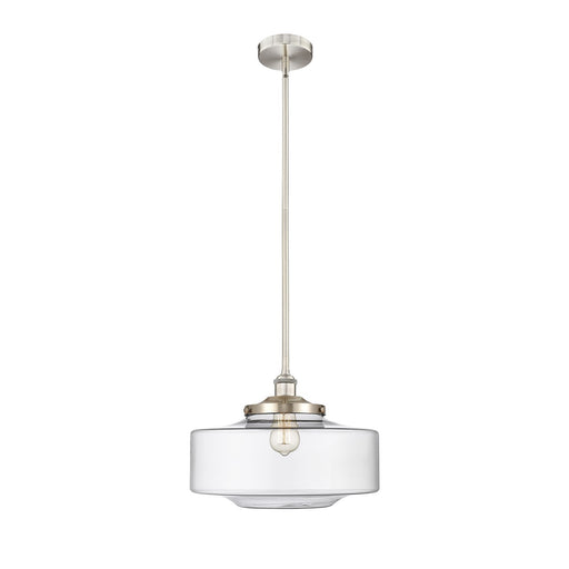 Innovations Bridgeton 16in 1-Light Mini Pendant | Traditional Brushed Satin Nickel and Clear Glass | Kitchen Island & Dining | Model 616-1S-SN-G692-16