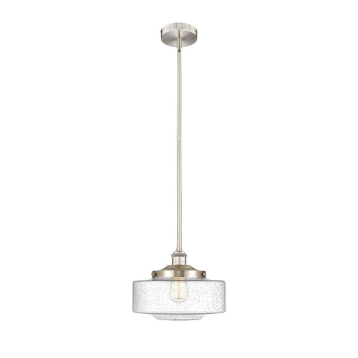 Innovations Bridgeton 12in 1-Light Mini Pendant | Traditional Brushed Satin Nickel Steel and Seedy Glass | Kitchen Island & | Model 616-1S-SN-G694-12