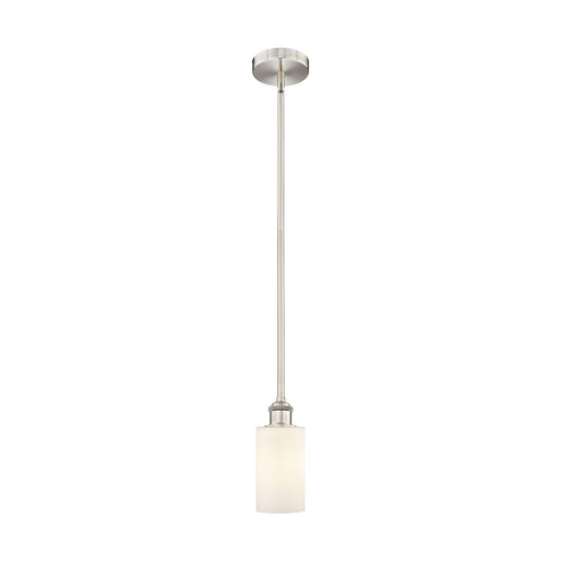 Innovations Lighting Clymer 1-Light Mini Pendant | Transitional Brushed Satin Nickel and Matte White Glass | Kitchen Island & | Model 616-1S-SN-G801