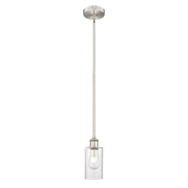 Innovations Clymer 4in 1-Light Mini Pendant | Art Nouveau Brushed Satin Nickel Steel and Seedy Glass | Kitchen Island & Dining Room | Model 616-1S-SN-G804