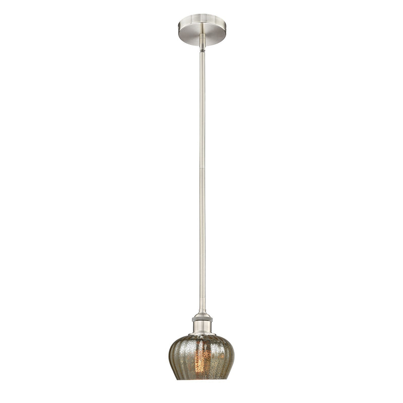 Innovations Fenton 1-Light Mini Pendant | Industrial Brushed Satin Nickel Steel and Mercury Ribbed Glass | Kitchen Island & Dining | Model 616-1S-SN-G96