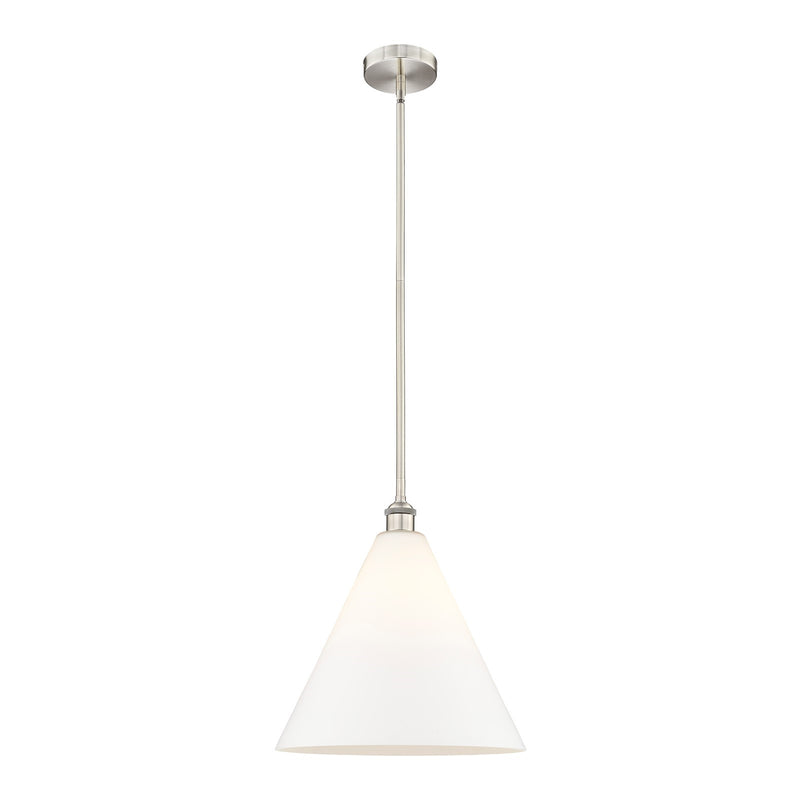 Innovations Berkshire Glass 16in 1-Light Pendant | Industrial Brushed Satin Nickel and Matte White Glass | Kitchen Island & | Model 616-1S-SN-GBC-161