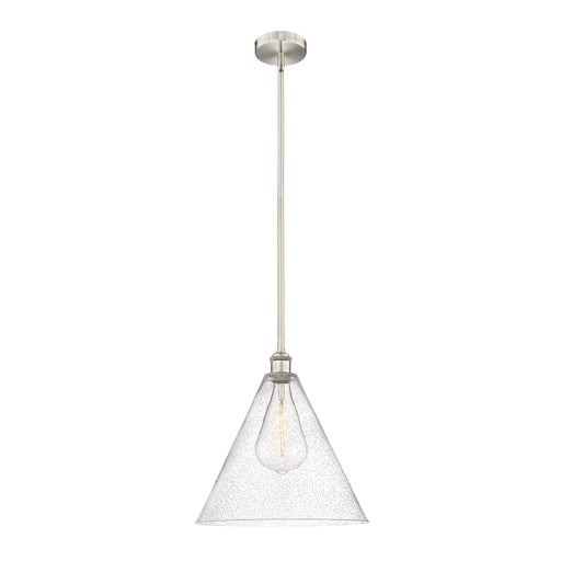 Innovations Berkshire Glass 16in 1-Light Pendant | Industrial Brushed Satin Nickel Steel and Seedy Glass | Kitchen Island & | Model 616-1S-SN-GBC-164