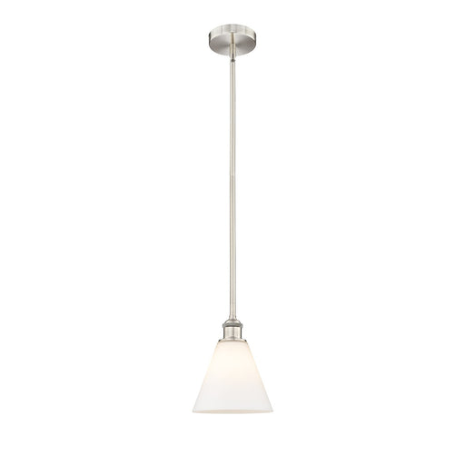 Innovations Berkshire 8in 1-Light Mini Pendant | Industrial Brushed Satin Nickel and Matte White Glass | Kitchen Island & Dining | Model 616-1S-SN-GBC-81