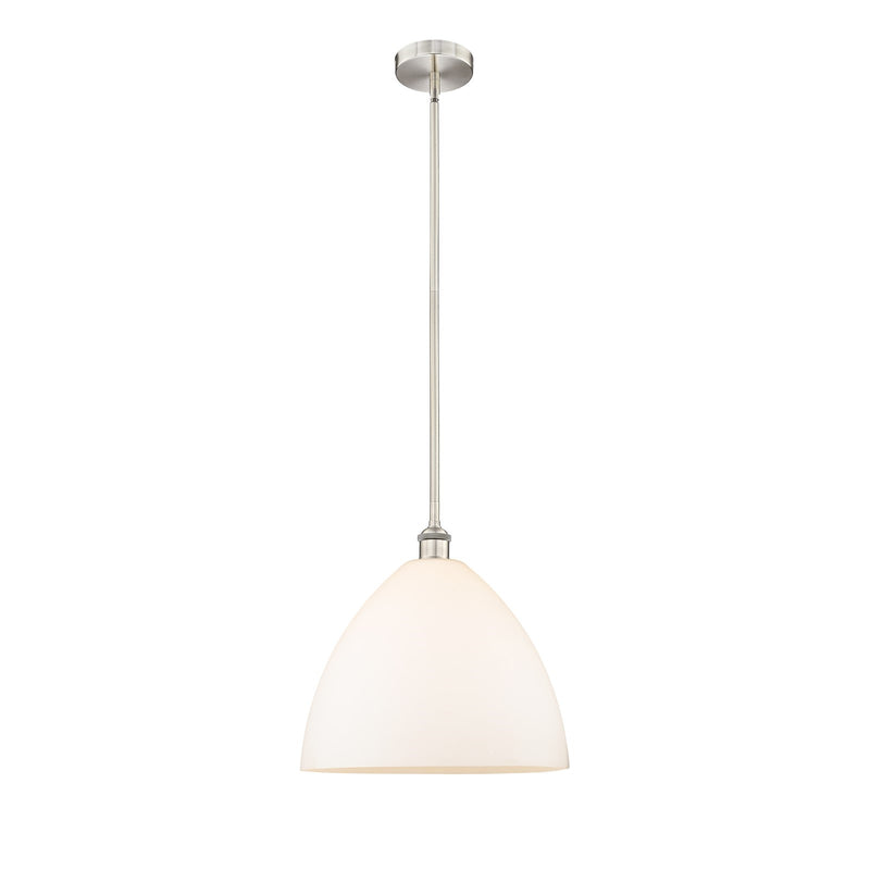 Innovations Bristol 16in 1-Light Pendant | Industrial Brushed Satin Nickel Steel and Matte White Glass | Kitchen Island & | Model 616-1S-SN-GBD-161-LED