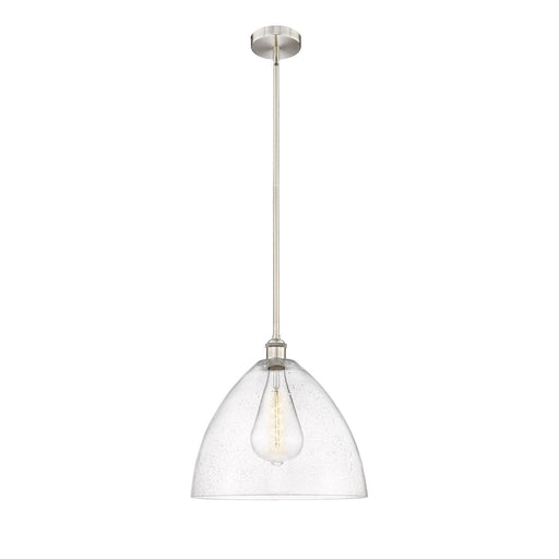 Innovations Bristol 16in 1-Light Pendant | Industrial Brushed Satin Nickel Steel and Seedy Glass Dome | Kitchen Island & Dining | Model 616-1S-SN-GBD-164