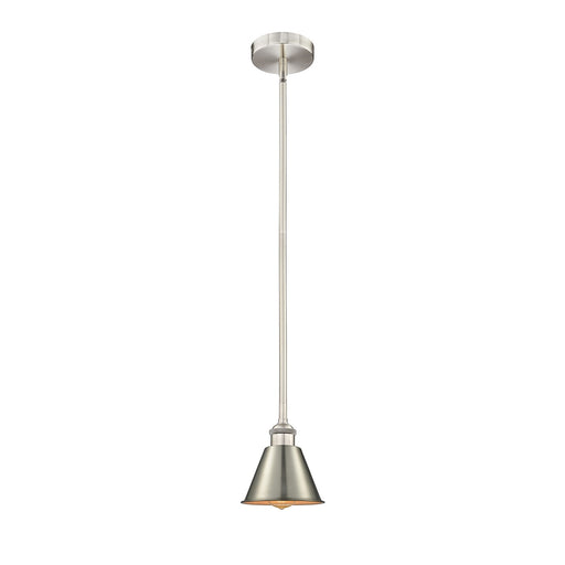 Innovations Lighting Smithfield 7in 1-Light Mini Pendant | Industrial Farmhouse Brushed Satin Nickel Metal Cone Shade | Kitchen | Model 616-1S-SN-M8
