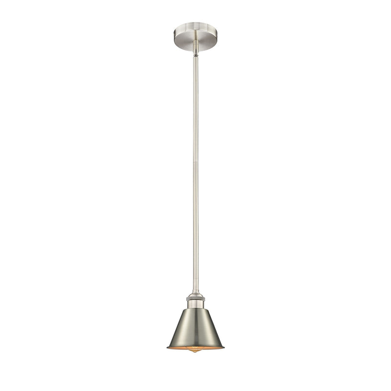 Innovations Smithfield 7in 1-Light Mini Pendant | Industrial Farmhouse Brushed Satin Nickel Steel and Metal Shade | Kitchen | Model 616-1S-SN-M8-LED