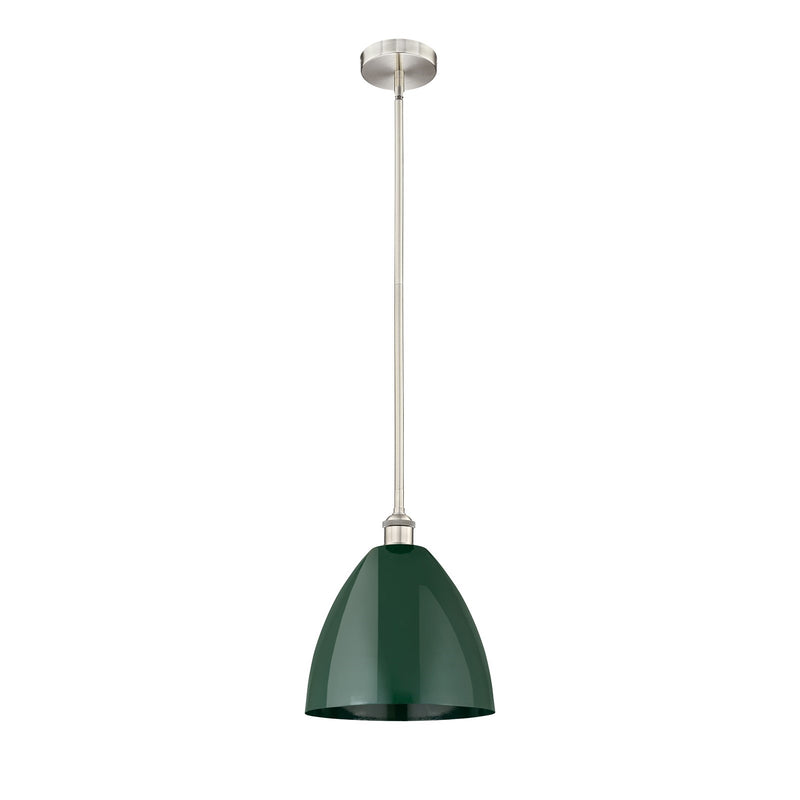 Innovations Plymouth 12in 1-Light Mini Pendant | Industrial Brushed Satin Nickel and Matte Green Metal | Kitchen Island & | Model 616-1S-SN-MBD-12-GR-LED
