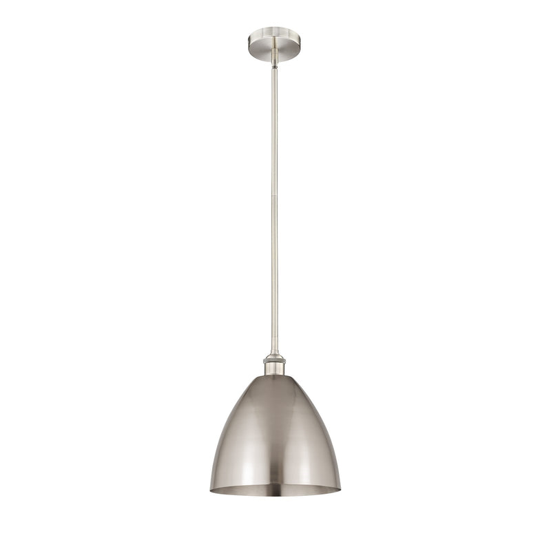 Innovations Bristol 12in 1-Light Mini Pendant | Industrial Brushed Satin Nickel Steel and Brushed Satin Nickel Metal | Model 616-1S-SN-MBD-12-SN-LED