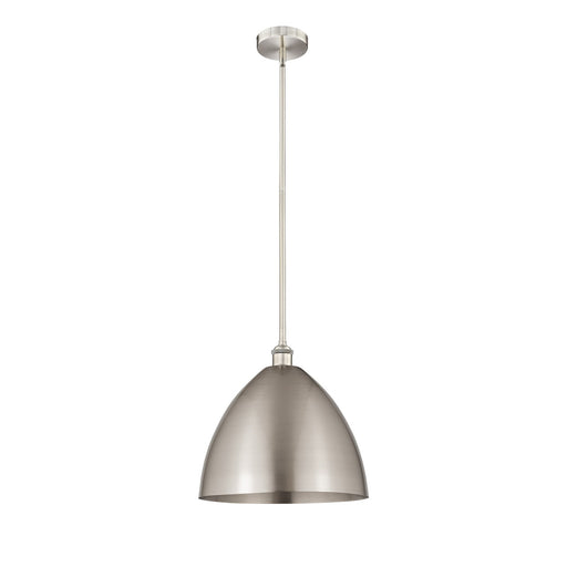 Innovations Bristol 16in 1-Light Mini Pendant | Industrial Farmhouse Brushed Satin Nickel Steel and Metal Shade | Kitchen | Model 616-1S-SN-MBD-16-SN