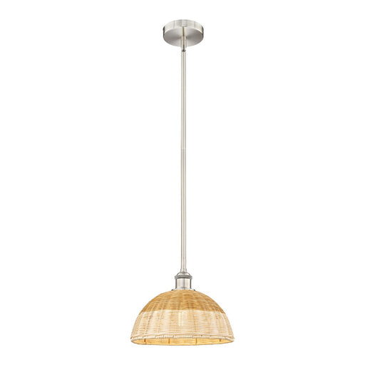 Innovations Lighting Bristol Natural II 12in 1-Light Mini Pendant | Industrial Brushed Satin Nickel and Matte Black Natural | Model 616-1S-SN-NBD2-12-NAT