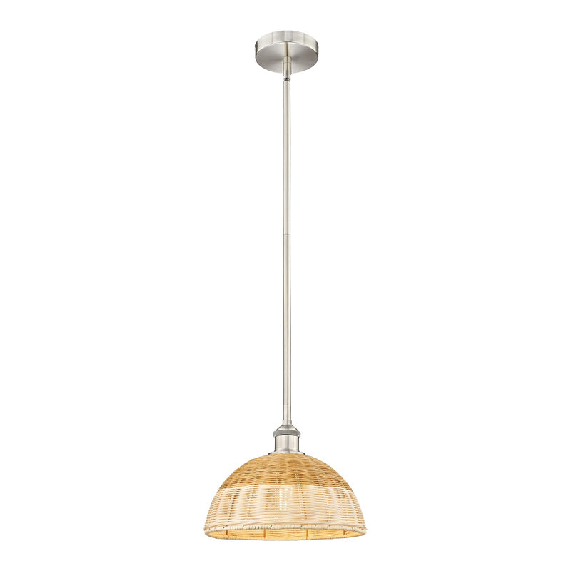 Innovations Lighting Bristol Natural II 12in 1-Light Mini Pendant | Industrial Brushed Satin Nickel and Matte Black Natural | Model 616-1S-SN-NBD2-12-NAT