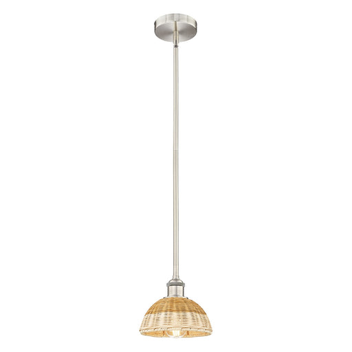 Innovations Lighting Bristol Natural II 8in 1-Light Mini Pendant | Industrial Brushed Satin Nickel and Matte Black Natural | Model 616-1S-SN-NBD2-75-NAT