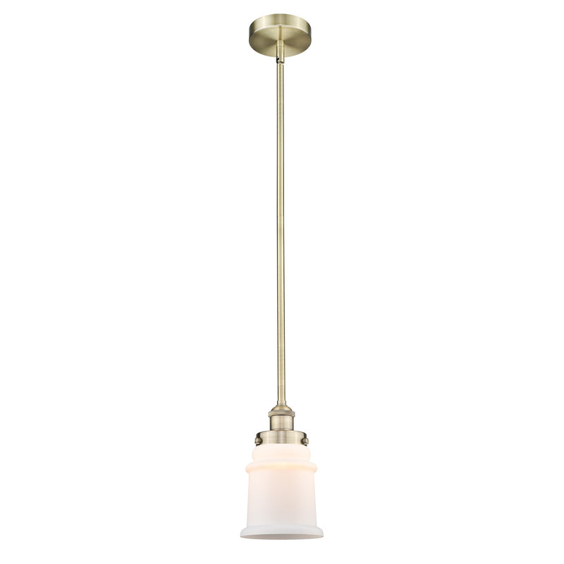 Innovations Canton 6in 1-Light Mini Pendant | Industrial Antique Brass Steel and Matte White Frosted Glass | Kitchen Island & | Model 616-1SH-AB-G181-LED