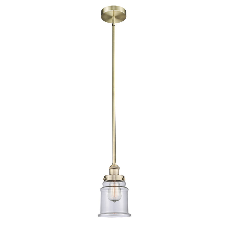Innovations Canton 6in 1-Light Mini Pendant | Industrial Antique Brass and Clear Glass | Kitchen Island & Dining Room Accent | 6 x | Model 616-1SH-AB-G182