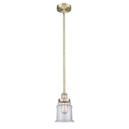Innovations Canton 6in 1-Light Mini Pendant | Industrial Antique Brass and Clear Glass | Kitchen Island & Dining Room | 6 x 6 | Model 616-1SH-AB-G182-LED
