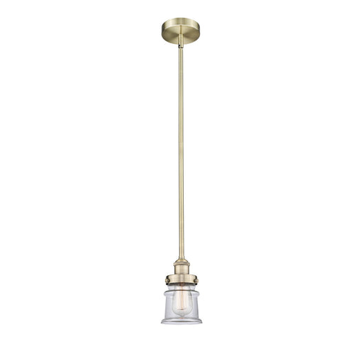 Innovations Canton 5.25in 1-Light Mini Pendant | Industrial Antique Brass Steel and Clear Glass | Kitchen Island & Dining Room | Model 616-1SH-AB-G182S