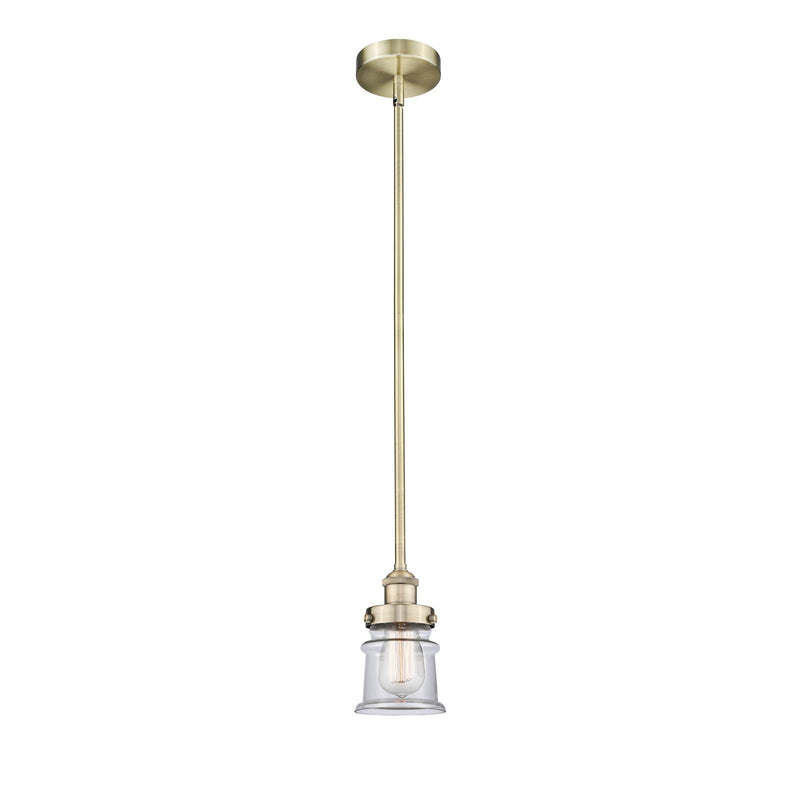 Innovations Canton 5.25in 1-Light Mini Pendant | Industrial Antique Brass Steel and Clear Glass | Kitchen Island & Dining | Model 616-1SH-AB-G182S-LED