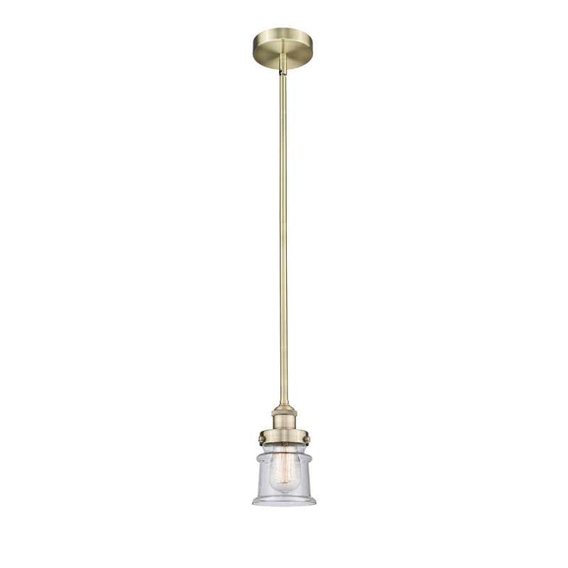 Innovations Canton 5.25in 1-Light Mini Pendant | Industrial Antique Brass Steel and Seedy Glass | Kitchen Island & Dining | Model 616-1SH-AB-G184S-LED