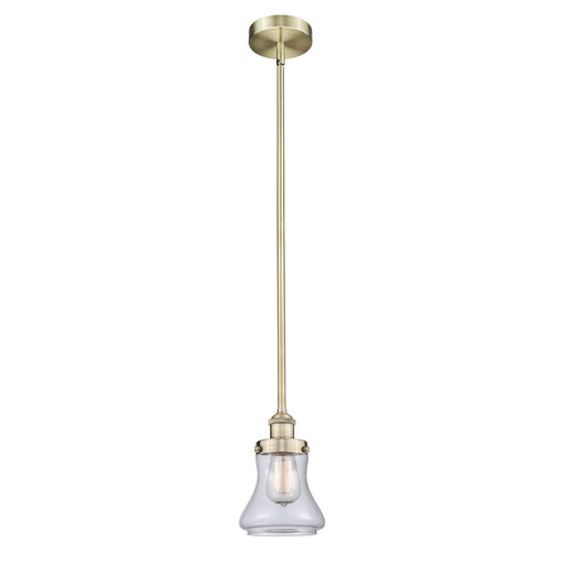 Innovations Bellmont 6in 1-Light Mini Pendant | Industrial Antique Brass and Clear Glass | Kitchen Island & Dining Room | 6.12 x | Model 616-1SH-AB-G192