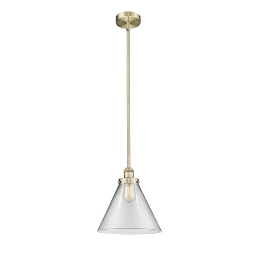 Innovations Cone 12in 1-Light Mini Pendant | Industrial Antique Brass Steel and Clear Glass | Kitchen Island & Dining Room | 12 x | Model 616-1SH-AB-G42-L