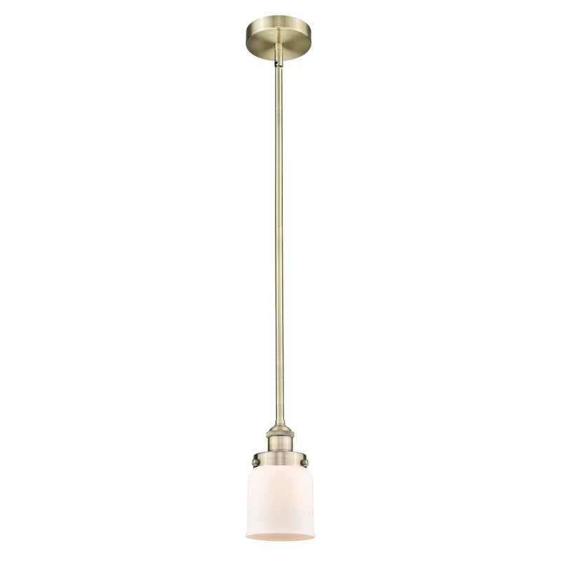Innovations Bell 5in 1-Light Mini Pendant | Industrial Antique Brass and Matte White Frosted Glass | Kitchen Island & Dining | Model 616-1SH-AB-G51-LED