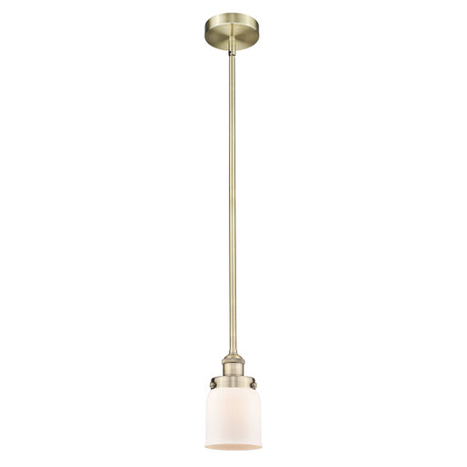 Innovations Bell 5in 1-Light Mini Pendant | Industrial Antique Brass and Matte White Frosted Glass | Kitchen Island & Dining | Model 616-1SH-AB-G51-LED