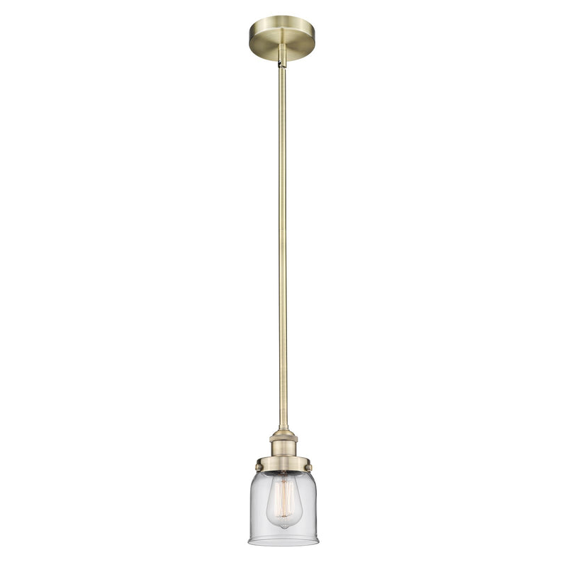 Innovations Bell 5in 1-Light Mini Pendant | Industrial Antique Brass Steel and Clear Glass | Kitchen Island & Dining Room | 5 x | Model 616-1SH-AB-G52-LED