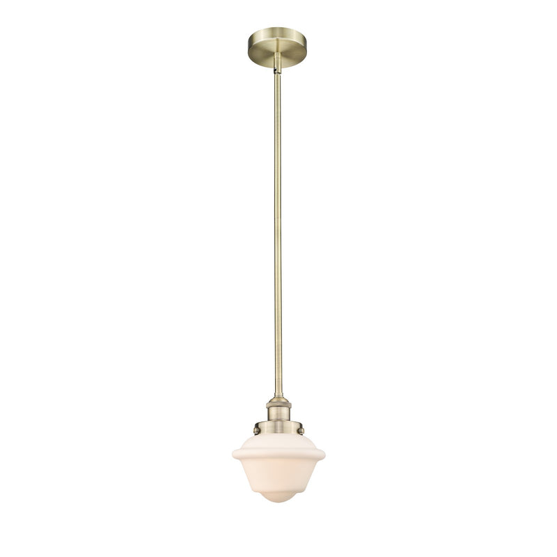 Innovations Oxford 7.25in 1-Light Mini Pendant | Traditional Antique Brass Steel and Matte White Frosted Glass | Kitchen | Model 616-1SH-AB-G531-LED