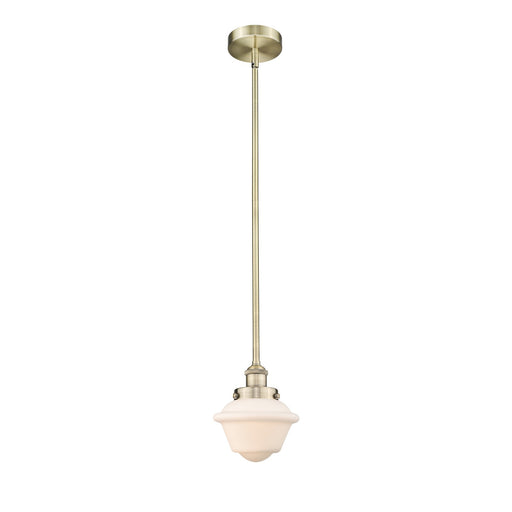 Innovations Oxford 7.25in 1-Light Mini Pendant | Traditional Antique Brass Steel and Matte White Frosted Glass | Kitchen | Model 616-1SH-AB-G531-LED