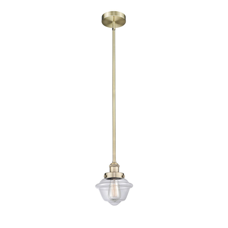 Innovations Oxford 7.25in 1-Light Mini Pendant | Traditional Antique Brass and Clear Glass | Kitchen Island & Dining Room | 7.25 x | Model 616-1SH-AB-G532