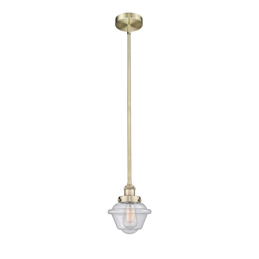 Innovations Oxford 7.25in 1-Light Mini Pendant | Traditional Antique Brass Steel and Seedy Glass | Kitchen Island & Dining | Model 616-1SH-AB-G534-LED