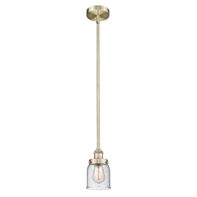 Innovations Bell 5in 1-Light Mini Pendant | Industrial Antique Brass Steel and Seedy Glass | Kitchen Island & Dining Room | 5 x 5 x | Model 616-1SH-AB-G54