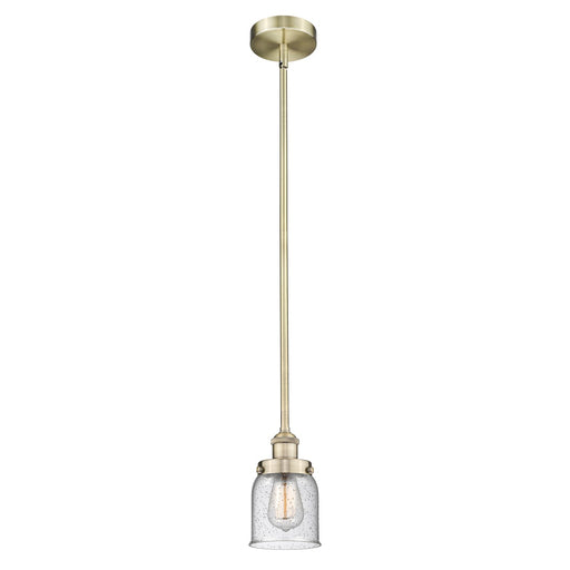 Innovations Bell 5in 1-Light Mini Pendant | Industrial Farmhouse Antique Brass Steel and Seedy Glass | Kitchen Island & Dining | Model 616-1SH-AB-G54-LED