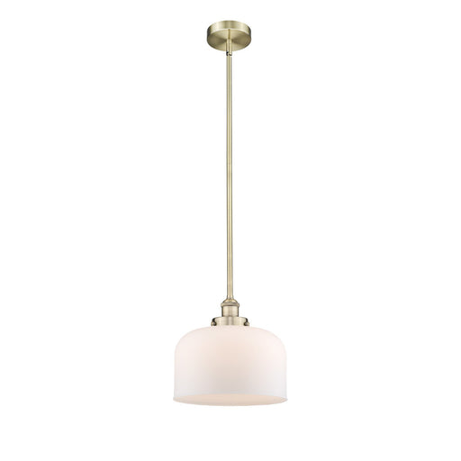 Innovations Bell 12in 1-Light Mini Pendant | Industrial Antique Brass and Matte White Frosted Glass | Kitchen Island & Dining | Model 616-1SH-AB-G71-L
