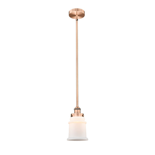 Innovations Canton 6in 1-Light Mini Pendant | Industrial Farmhouse Antique Copper Steel and Matte White Frosted Glass | Kitchen | Model 616-1SH-AC-G181