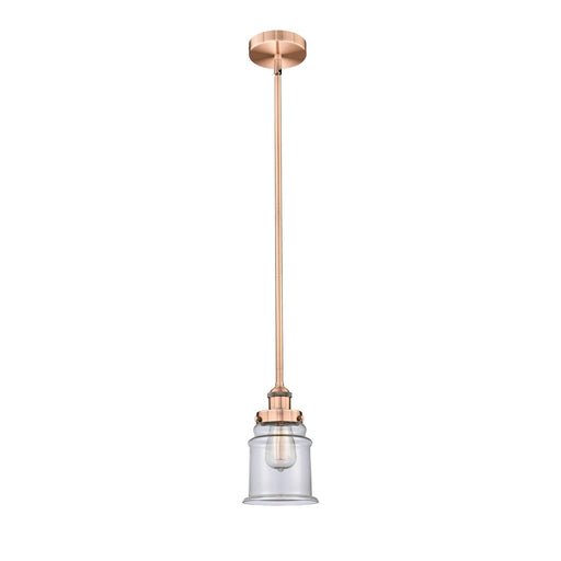 Innovations Canton 6in 1-Light Mini Pendant | Industrial Antique Copper Steel and Clear Glass | Kitchen Island & Dining Room | 6 x | Model 616-1SH-AC-G182