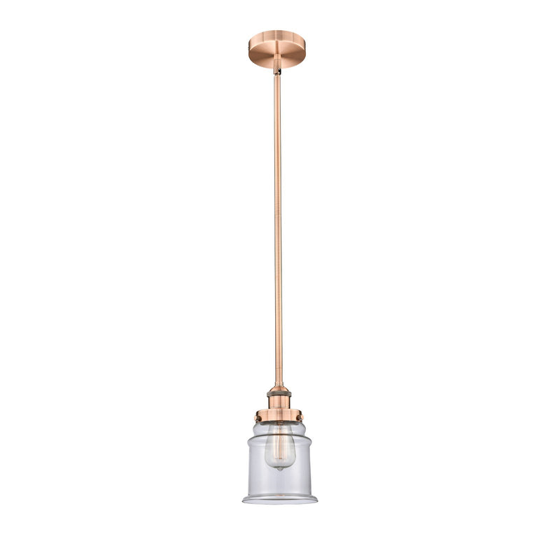 Innovations Canton 6in 1-Light Mini Pendant | Industrial Antique Copper Steel and Clear Glass | Kitchen Island & Dining Room | Model 616-1SH-AC-G182-LED