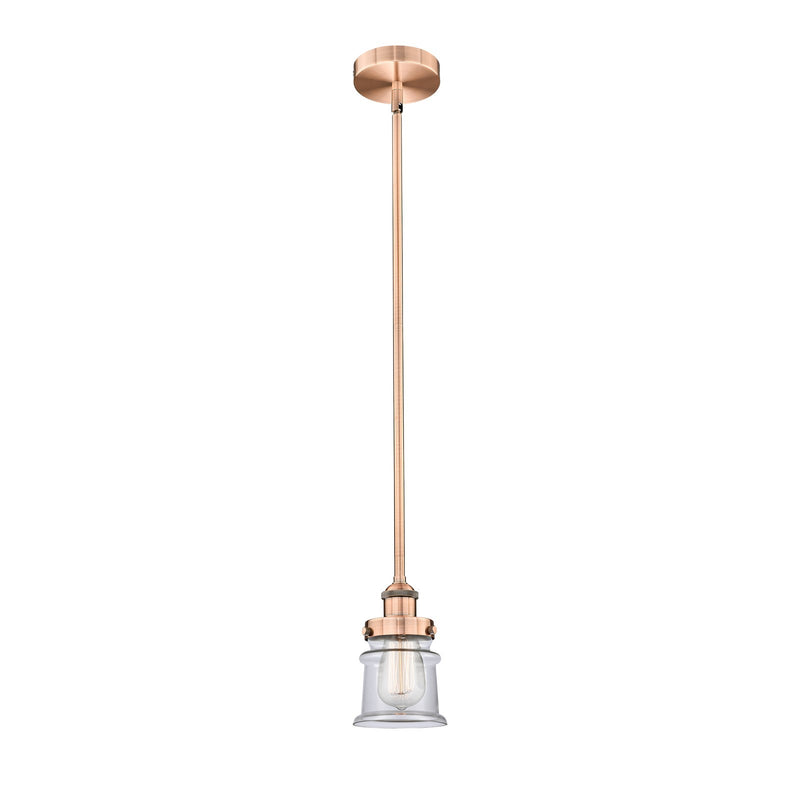 Innovations Canton 5.25in 1-Light Mini Pendant | Industrial Antique Copper Steel and Clear Glass | Kitchen Island & Dining Room | Model 616-1SH-AC-G182S