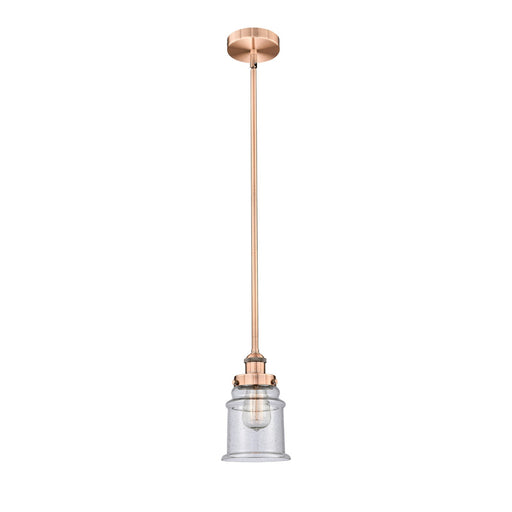 Innovations Canton 6in 1-Light Mini Pendant | Industrial Antique Copper Steel and Seedy Glass | Kitchen Island & Dining Room | Model 616-1SH-AC-G184-LED