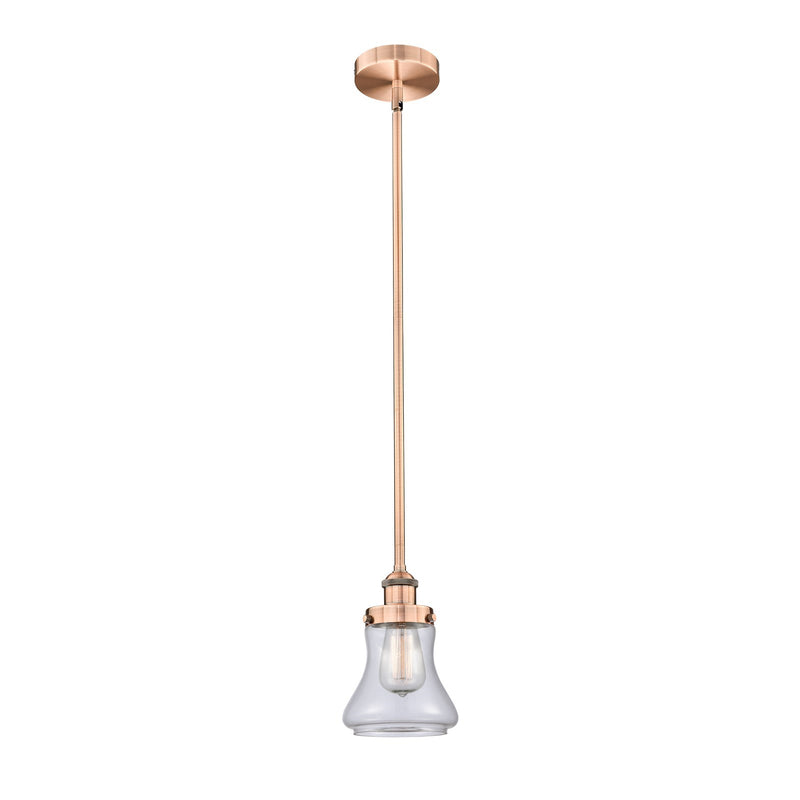 Innovations Bellmont 6in 1-Light Mini Pendant | Industrial Antique Copper Steel and Clear Glass | Kitchen Island & Dining Room | Model 616-1SH-AC-G192